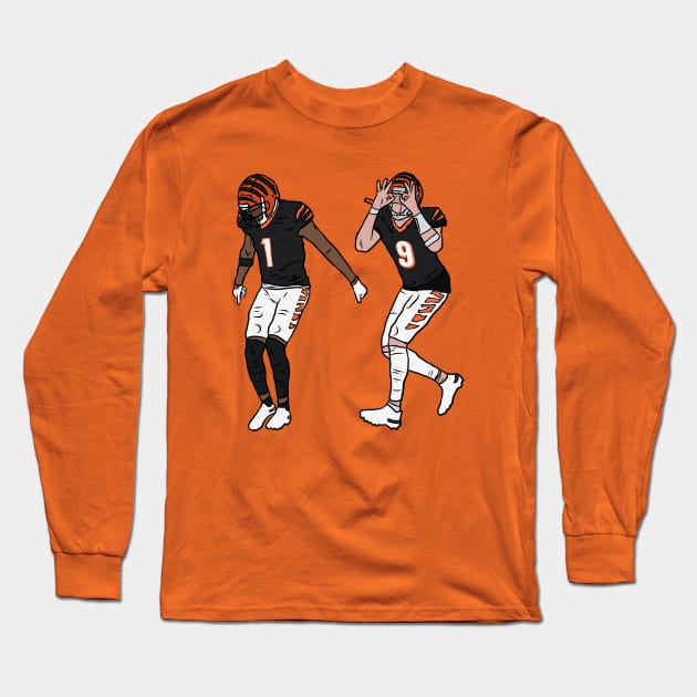 Ja'Marr Chase and Joe Burrow Griddy Long Sleeve T-Shirt by rattraptees